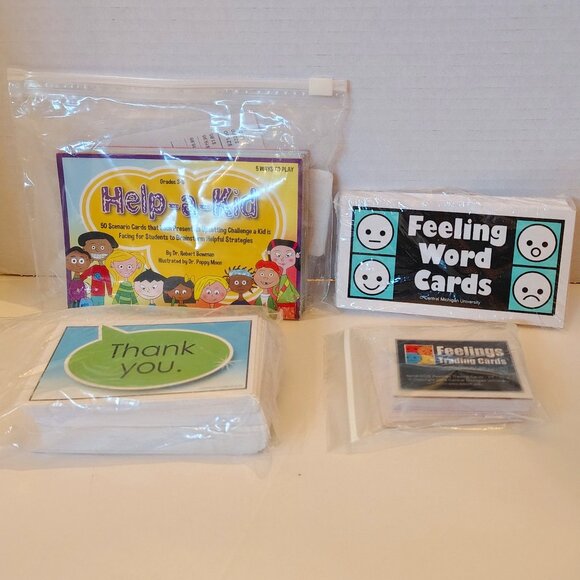 NWOT Set of 4 Decks of Social Emotional Skills Counseling Cards Feelings Help - Picture 1 of 8